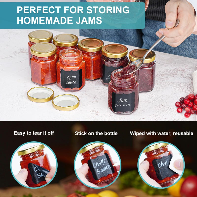 Ritayedet 40 Pack Small Glass Honey Jars with Lids for Wedding Favor, Baby Showers, 3 Oz Airtight Glass Canning Jars with Lids, Candle Jars for Spice, Candy, Jam, Waterproof Stickers - Image 3